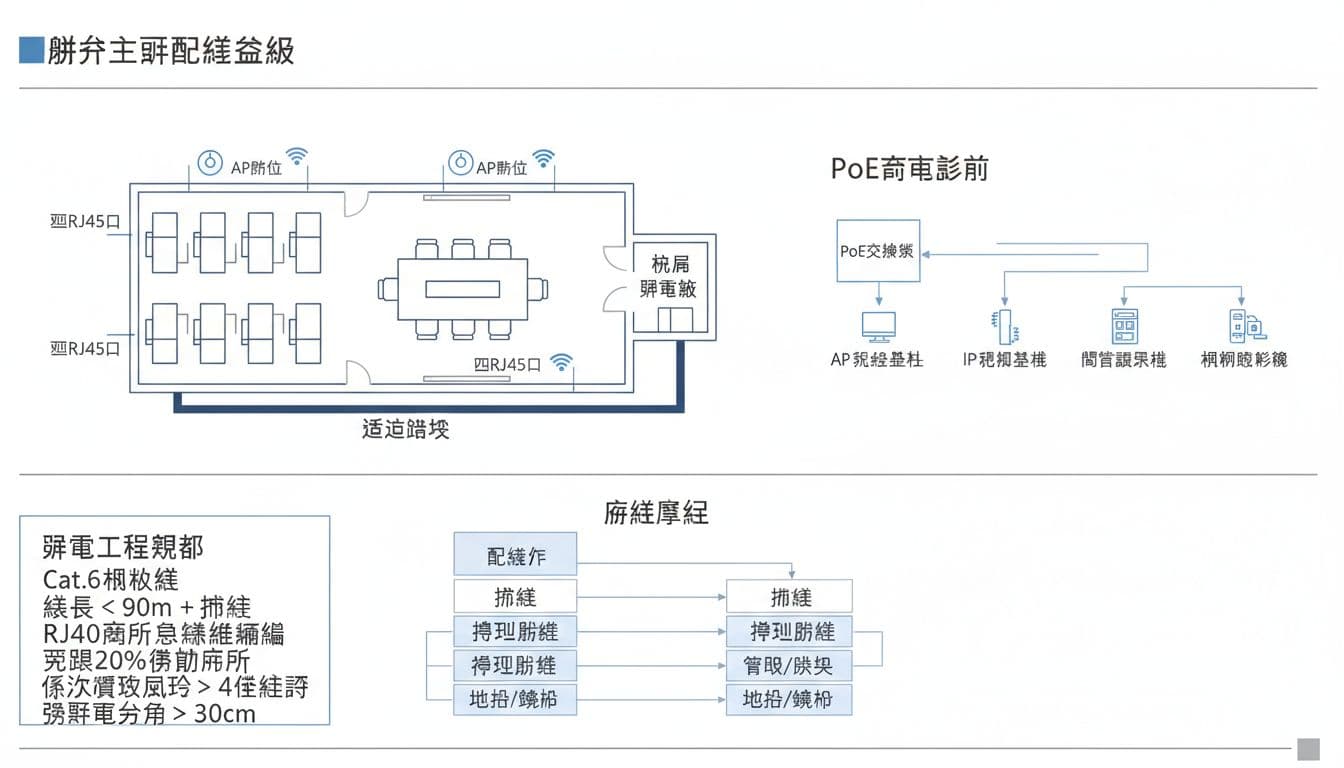 辦公室弱電配線一次做對,網路點位, 會議室, 門禁的佈點規格 辦公室弱電配線一次做對,網路點位, 會議室, 門禁的佈點規格