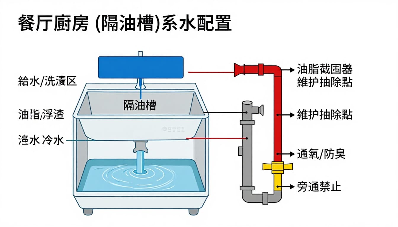 油脂截留器系統配置示意圖