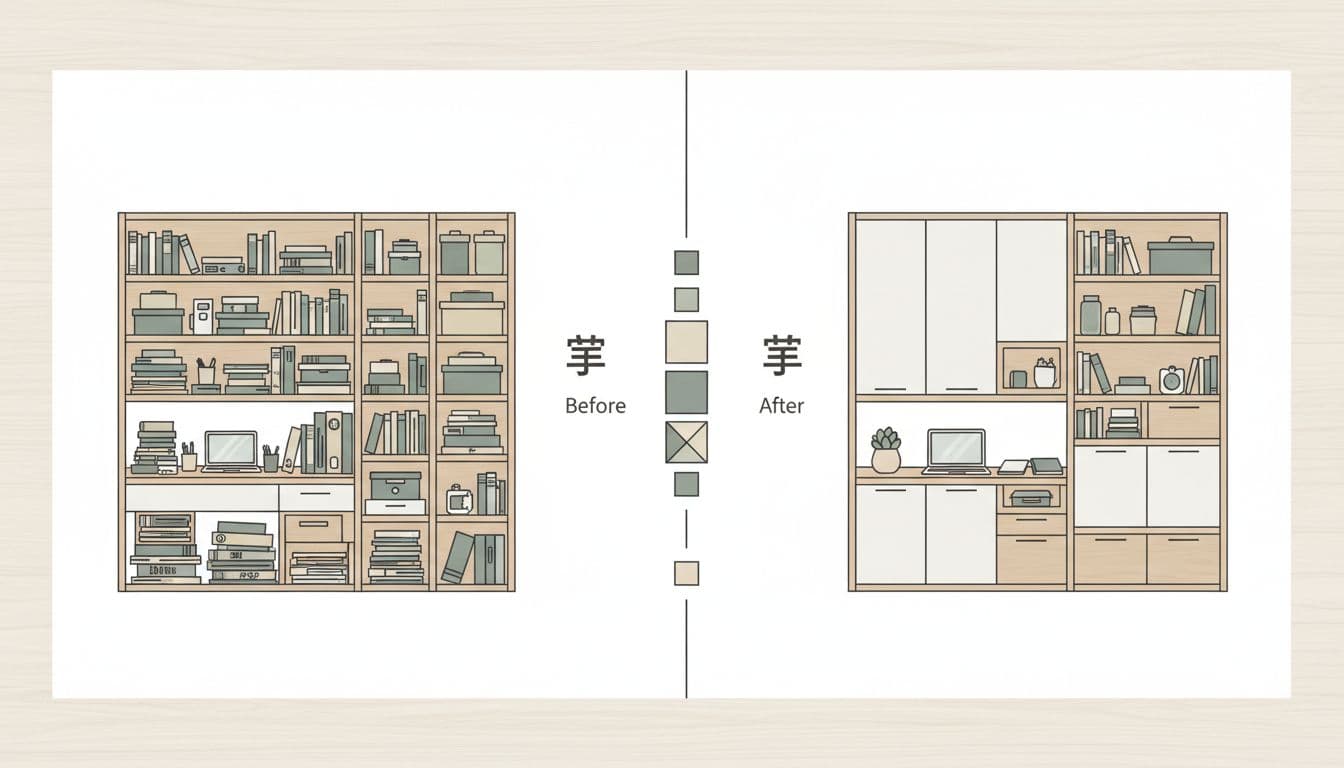 小坪數收納 Before/After 對比示意