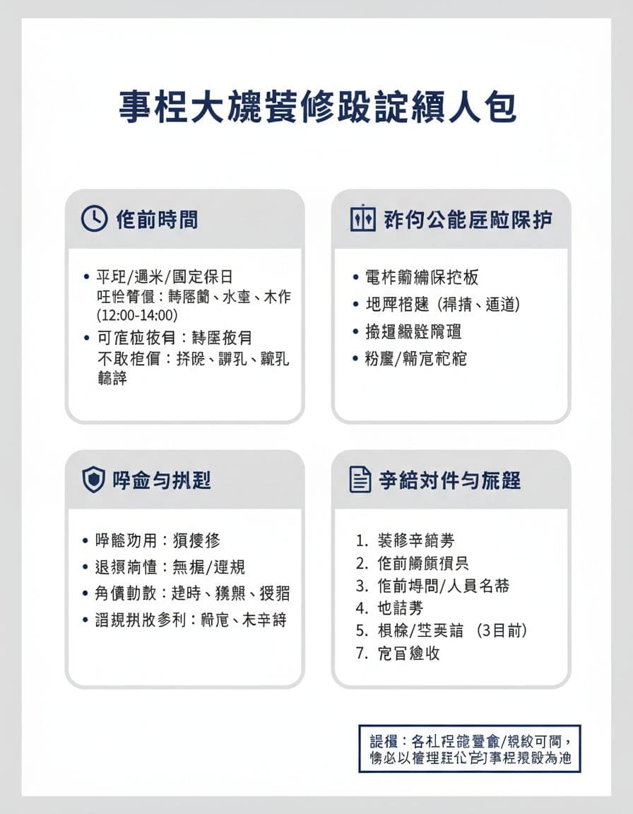 社區大樓裝修規定一次搞懂,施工時間、電梯保護、押金與申請文件 社區大樓裝修規定一次搞懂,施工時間、電梯保護、押金與申請文件