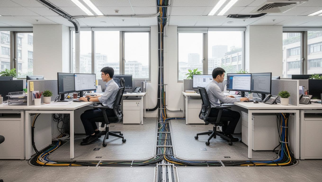 辦公室線路規劃指南:開放式設計如何完美隱藏凌亂線路並預留擴充彈性 辦公室線路規劃指南:開放式設計如何完美隱藏凌亂線路並預留擴充彈性