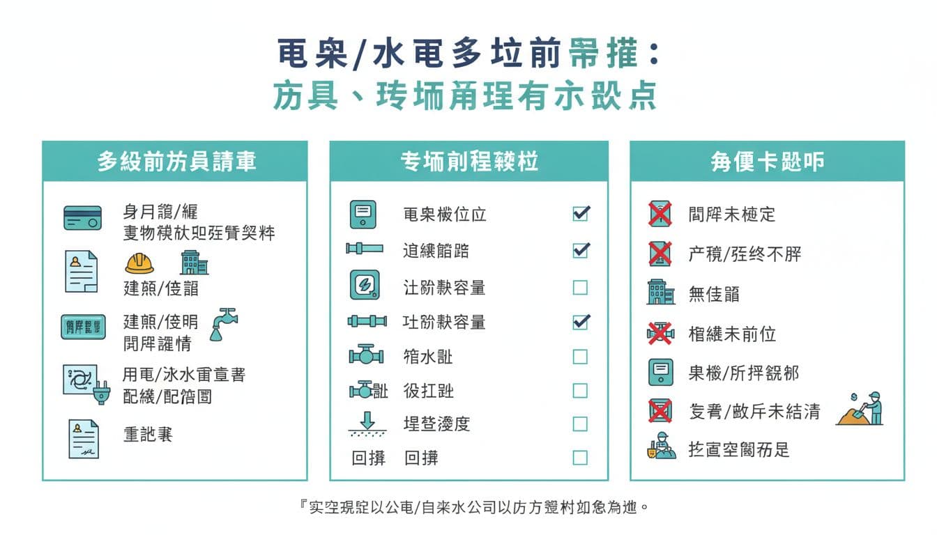 電表, 水表申請前要準備哪些資料,現場條件與常見卡關點整理 電表, 水表申請前要準備哪些資料,現場條件與常見卡關點整理