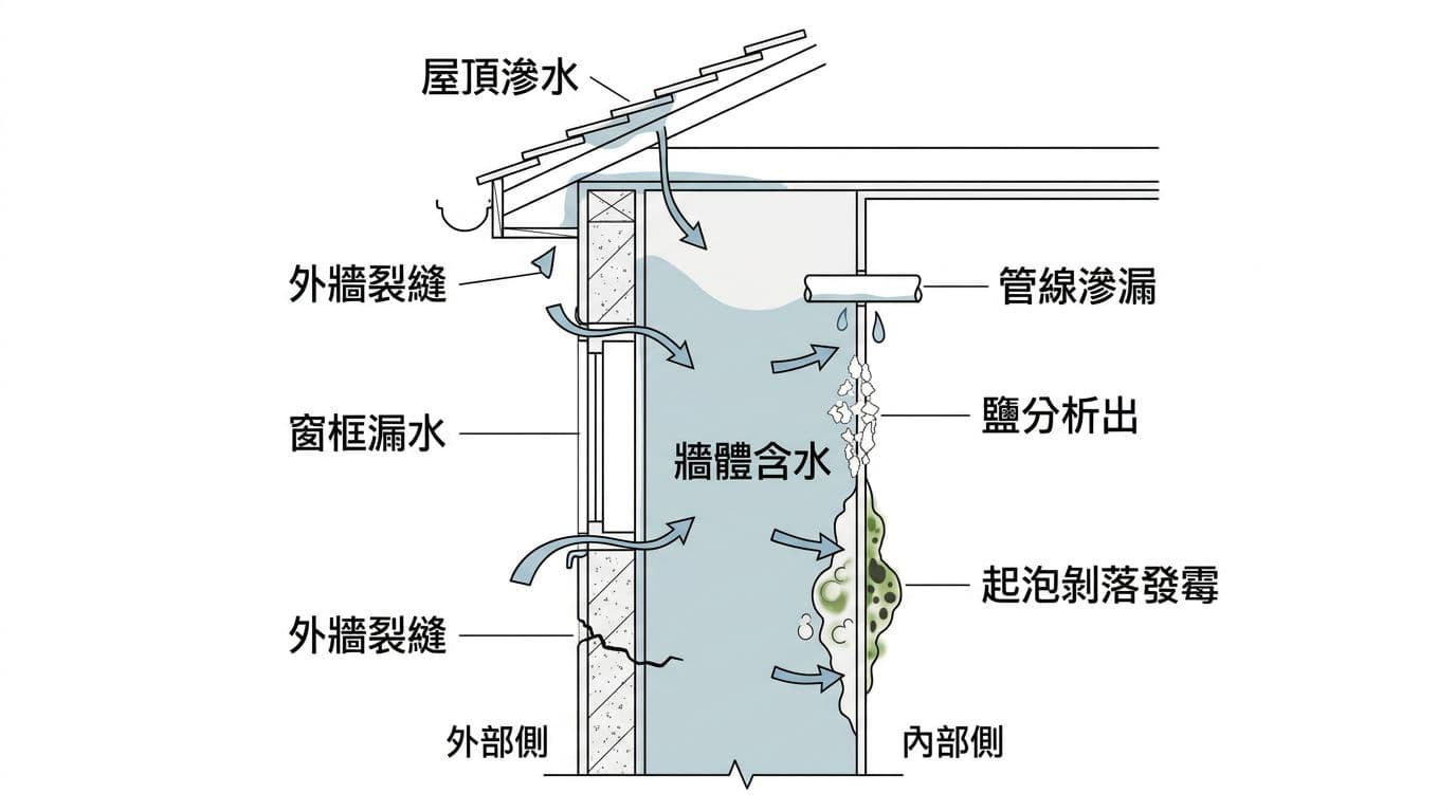 老屋壁癌處理:先找漏水點再修補 老屋壁癌處理:先找漏水點再修補
