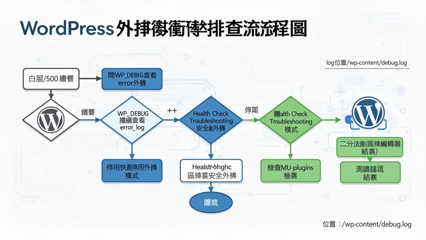 WordPress 外掛衝突排查流程圖