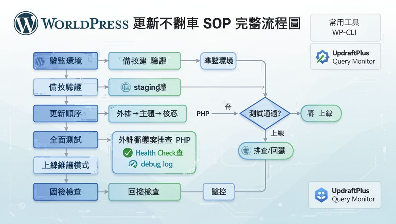 WordPress 更新 SOP 流程圖