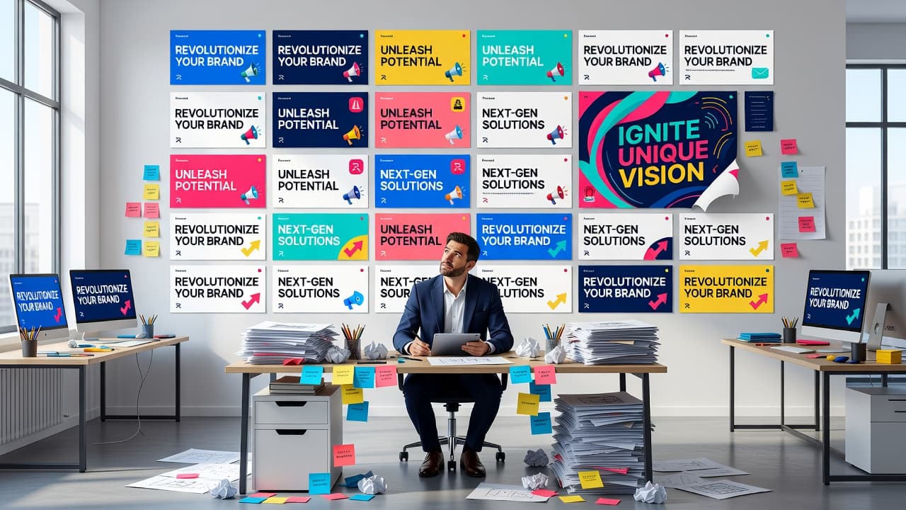 AI-generated marketing campaign templates showing repeated layouts, subject lines, and copy variations