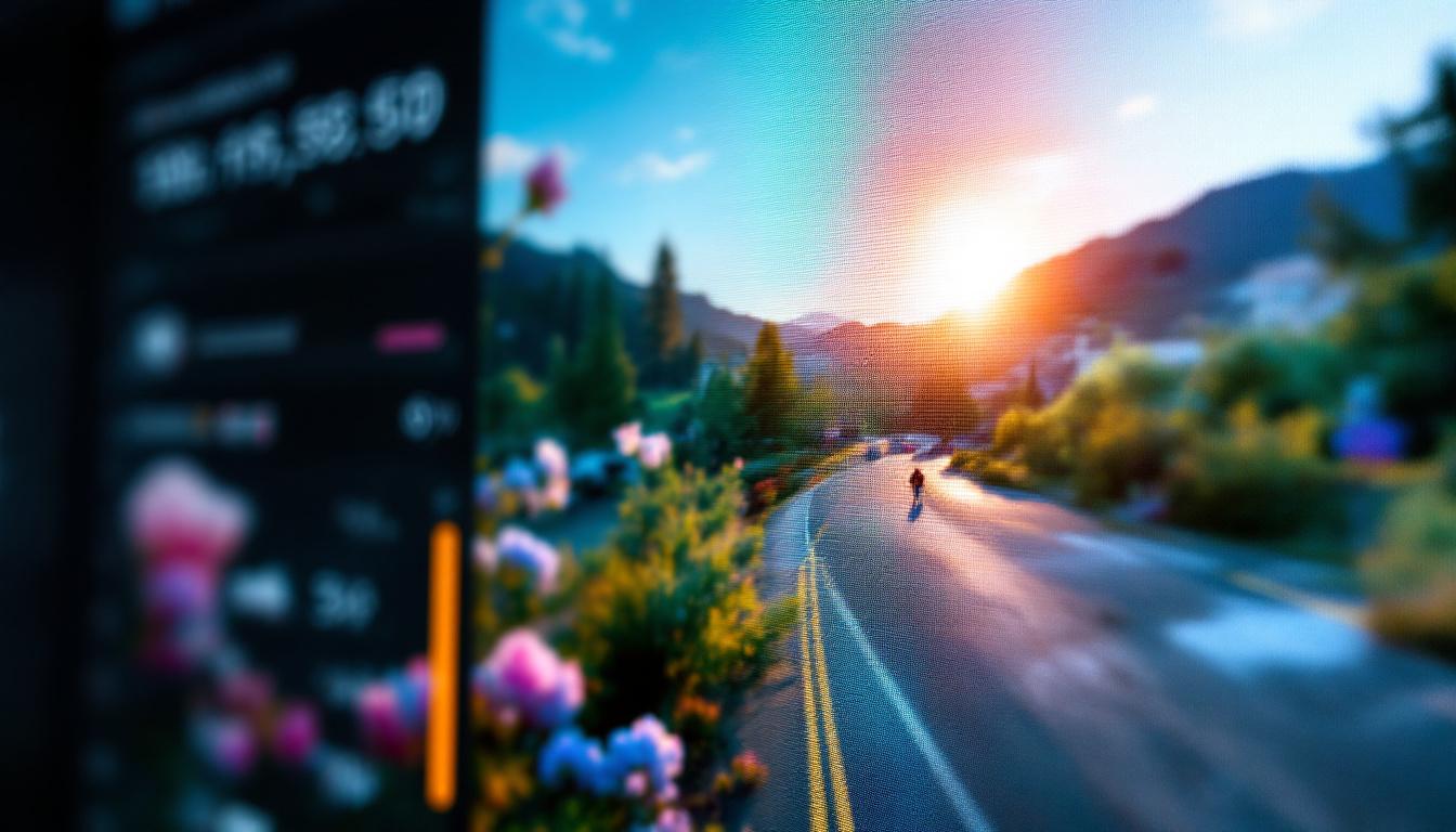 Close-up of a web image being compressed to WebP with a quality slider and dimensions being adjusted, demonstrating image optimization. Image created with AI.