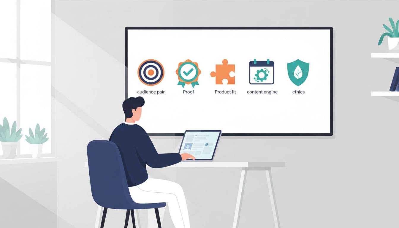 Content creator planning niche filters at a desk