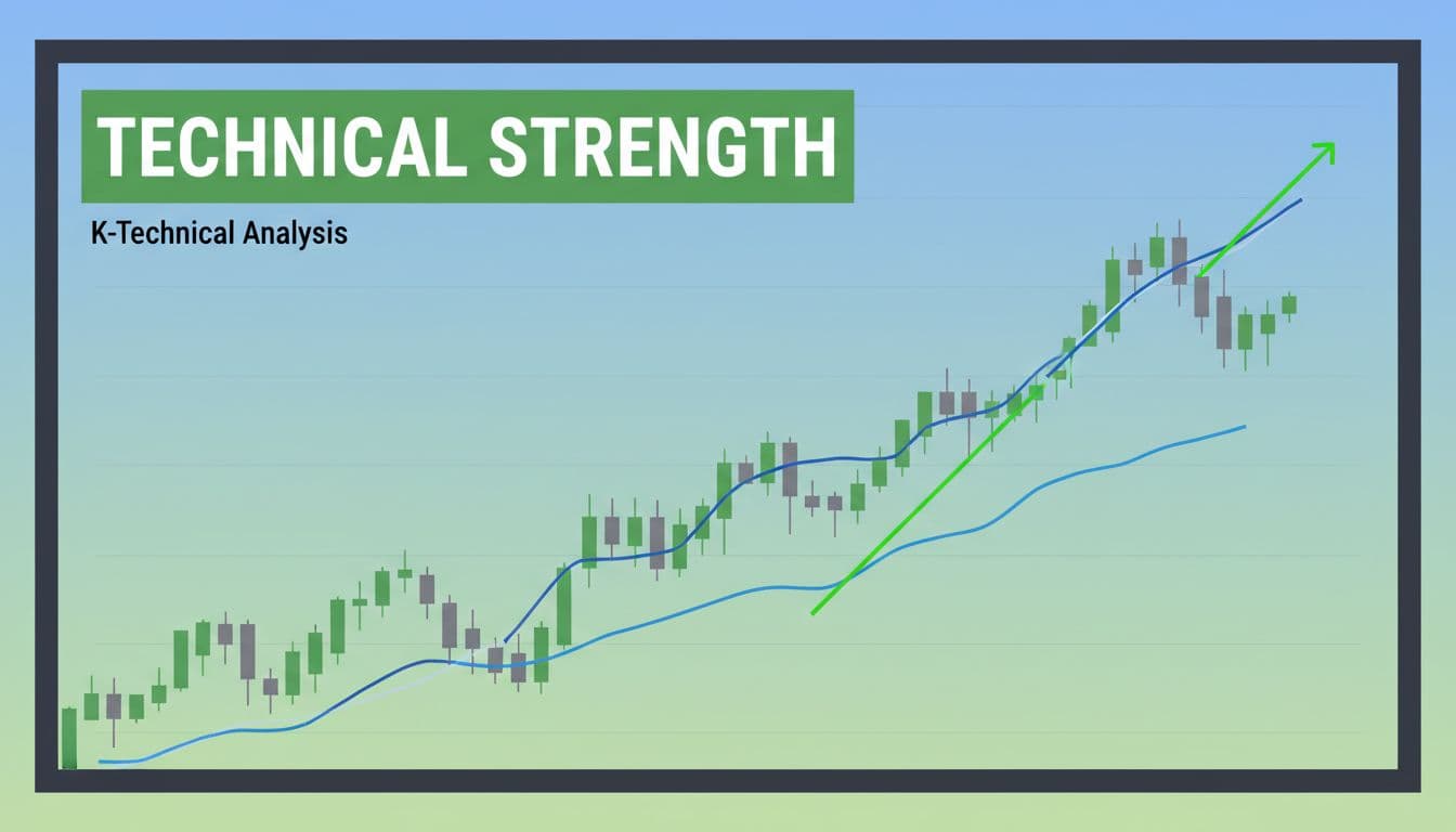 Illustrative image for blog post 'SK Hynix HBM Market Leadership: Why AI Memory Keeps Putting 000660.KS in the Spotlight' related to bullish moving averages crossover technical strength chart 5c5a0265 Clean stock chart showing upward trend line with moving averages crossing bullishly, central focus on candlestick chart in modern trading interface with soft green and blue tones.