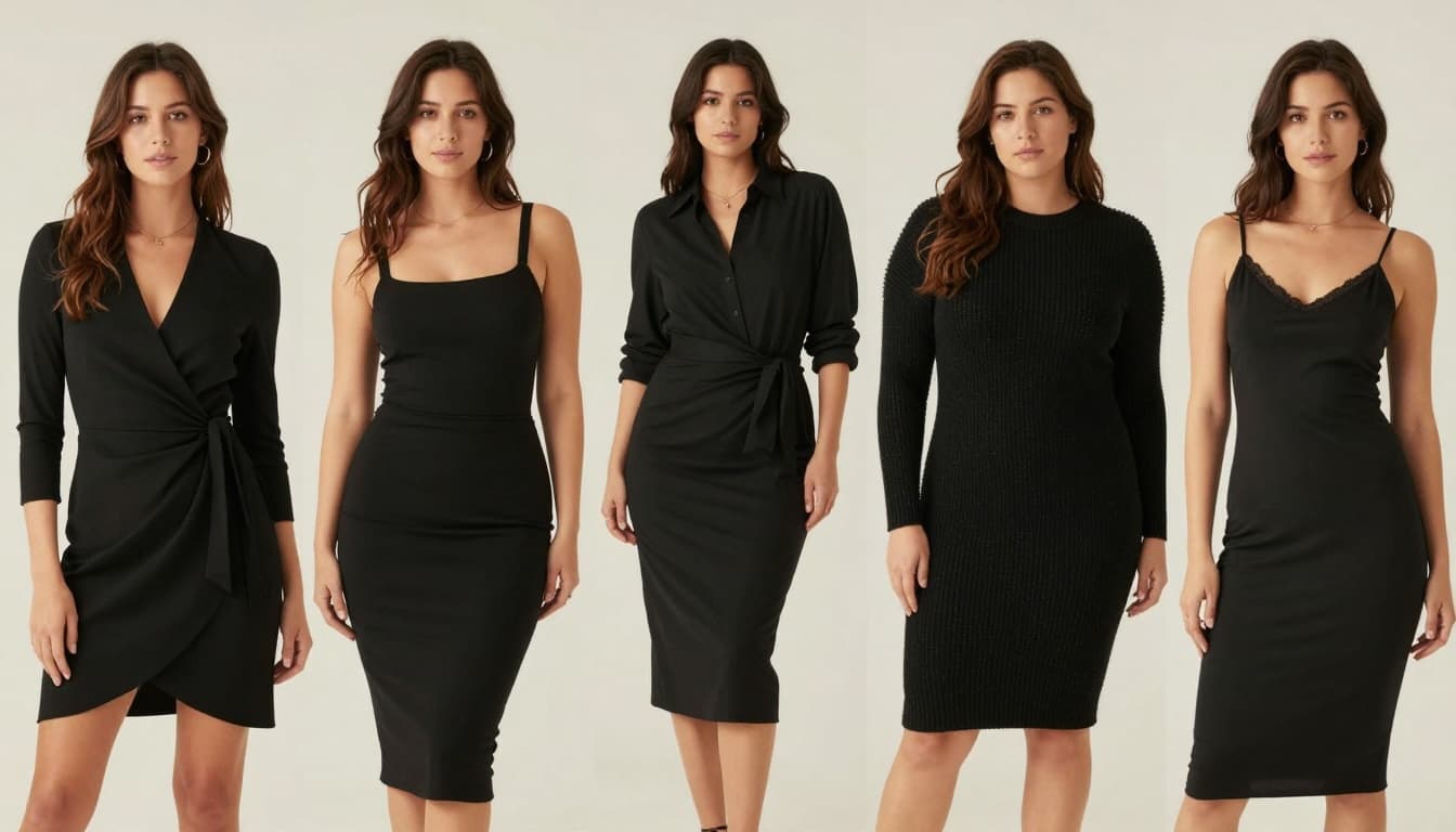Flattering black dress styles on diverse women