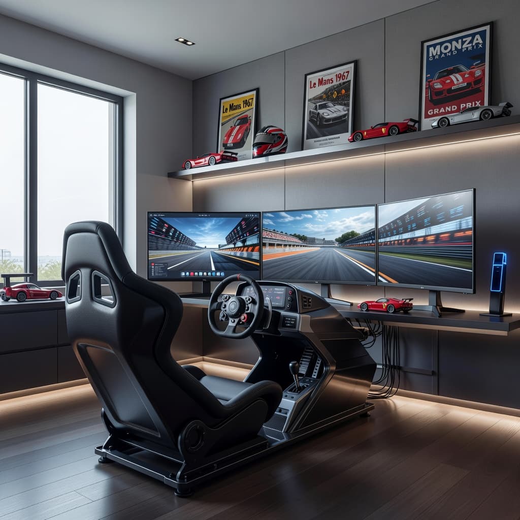 AI Generated image of a  driving game - Forza Horizon 6 in a home