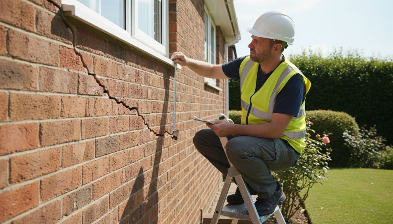 Structural engineer measuring a crack