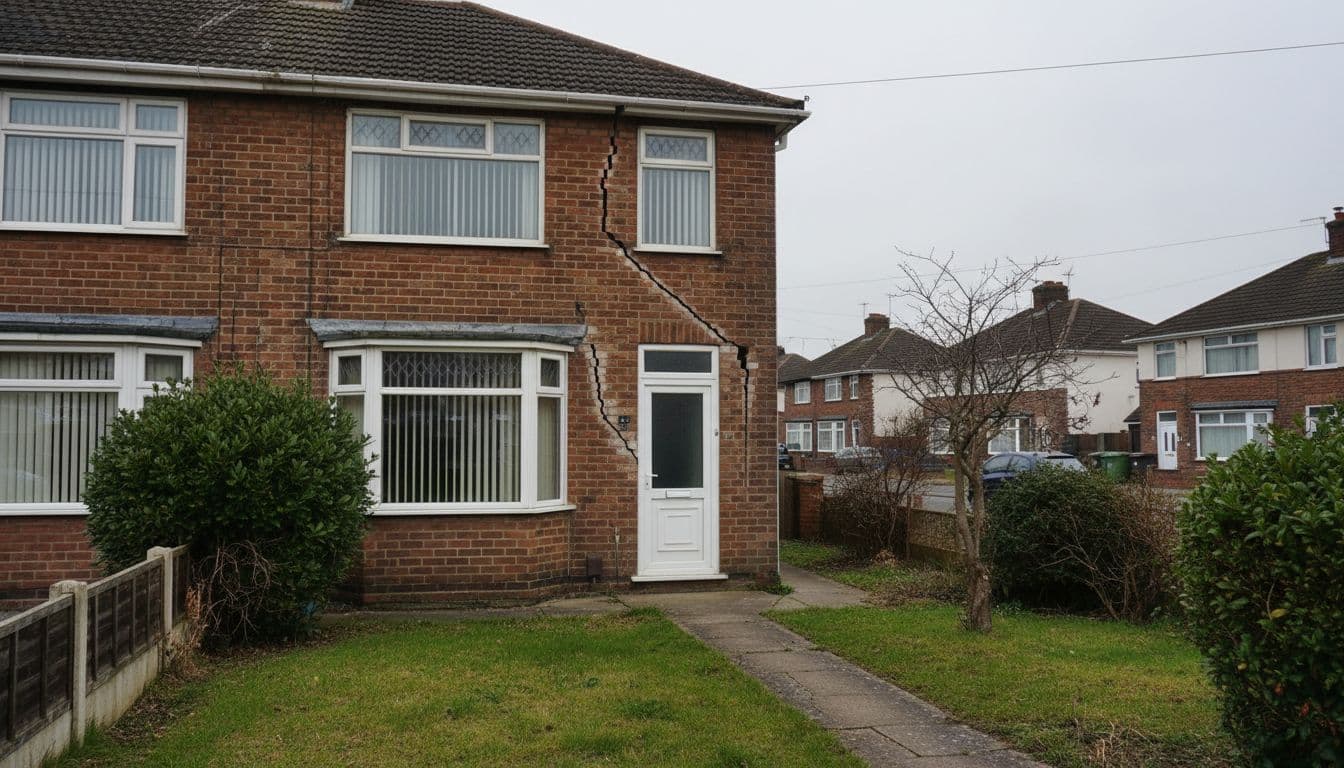 UK semi-detached house with early subsidence cracks