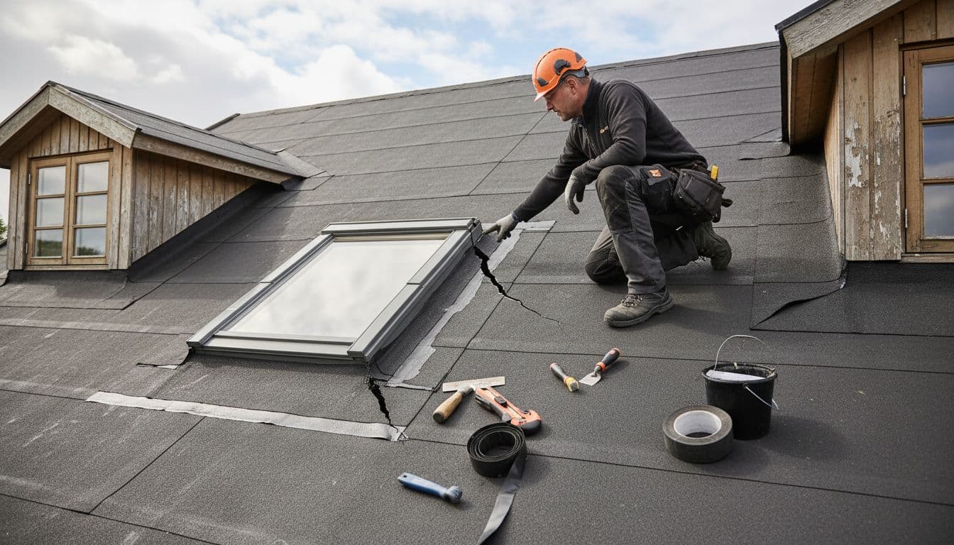 Taginspektion af tagpap ved ovenlys og kvist