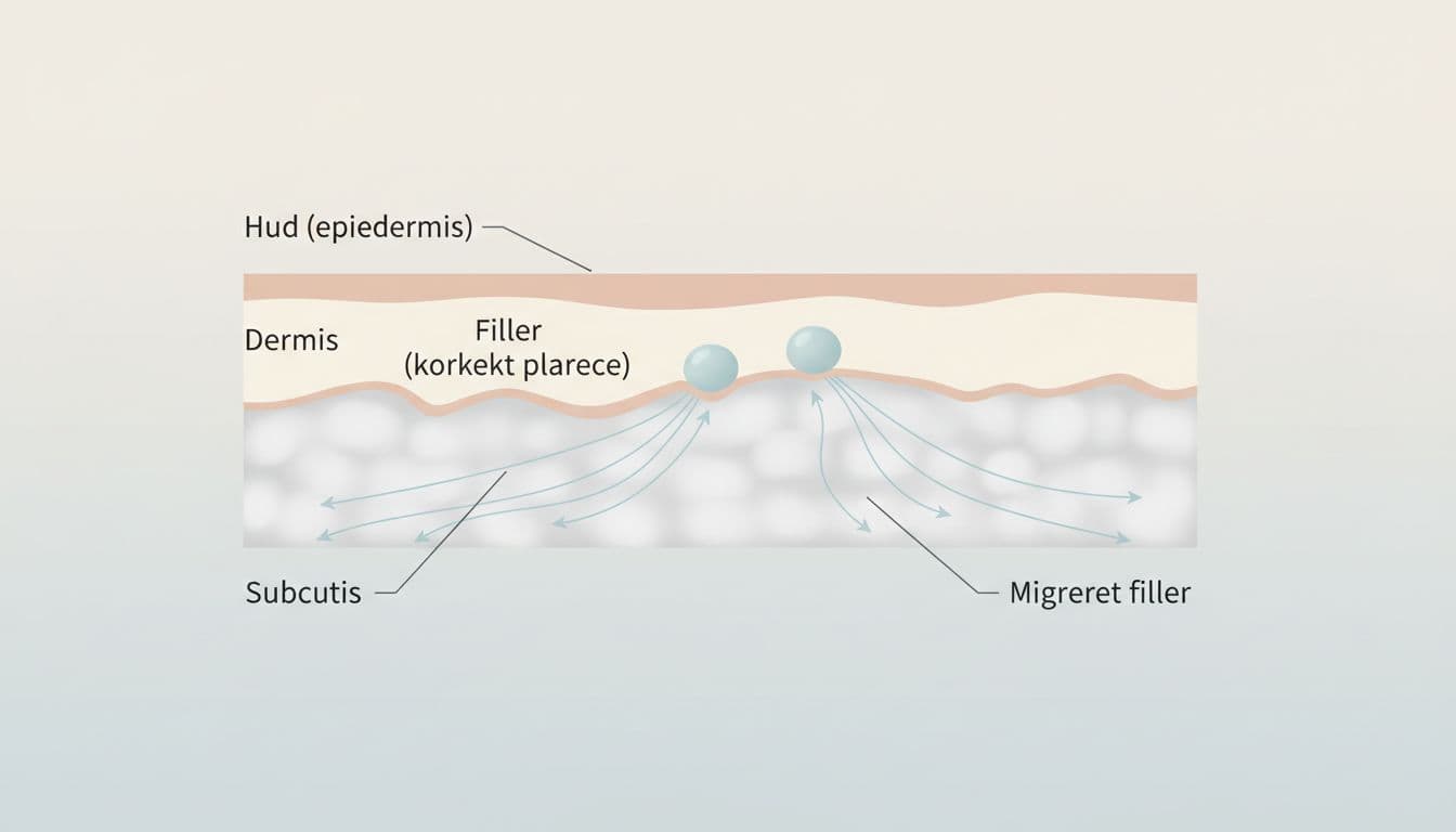 Illustration af filler, der migrerer i hudlag