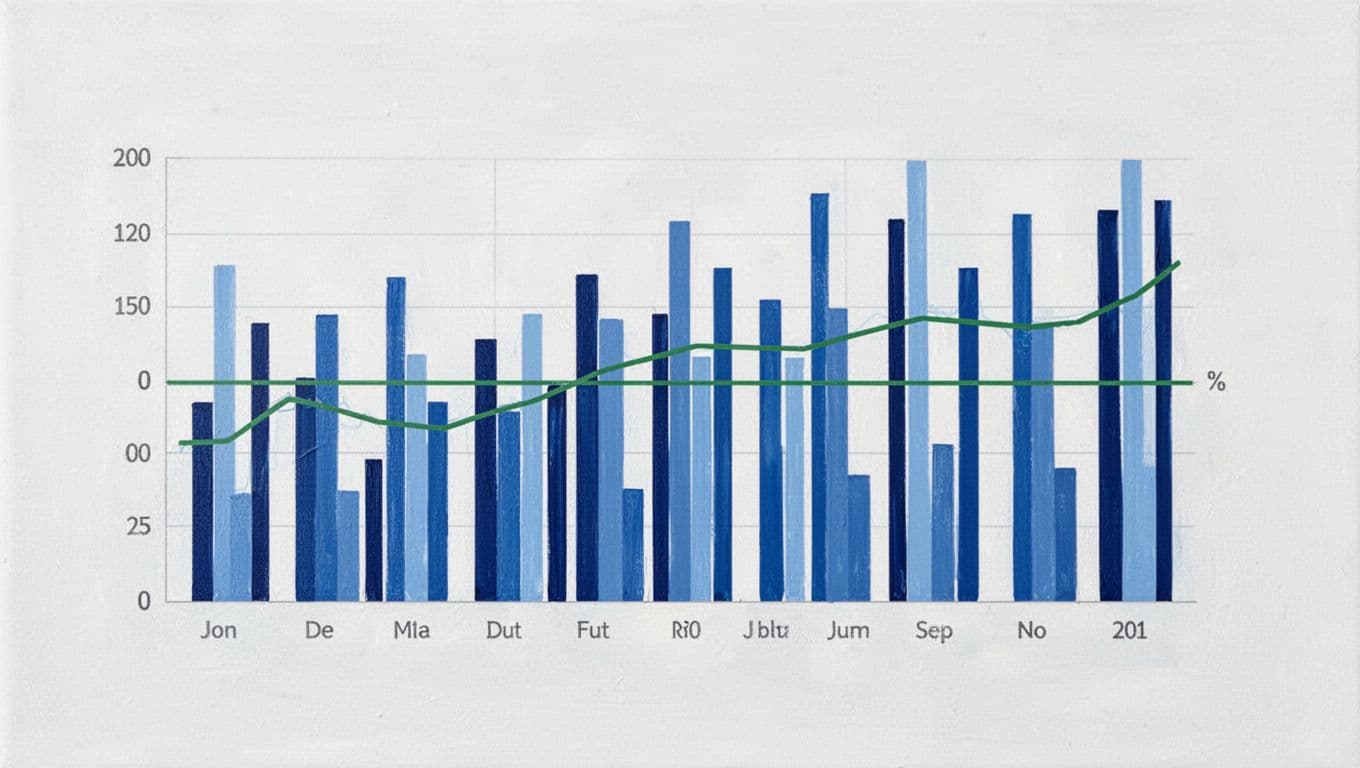 Blue bars show daily volume peaks over 10 days with thin green line for narrow bid-ask spreads on white background.