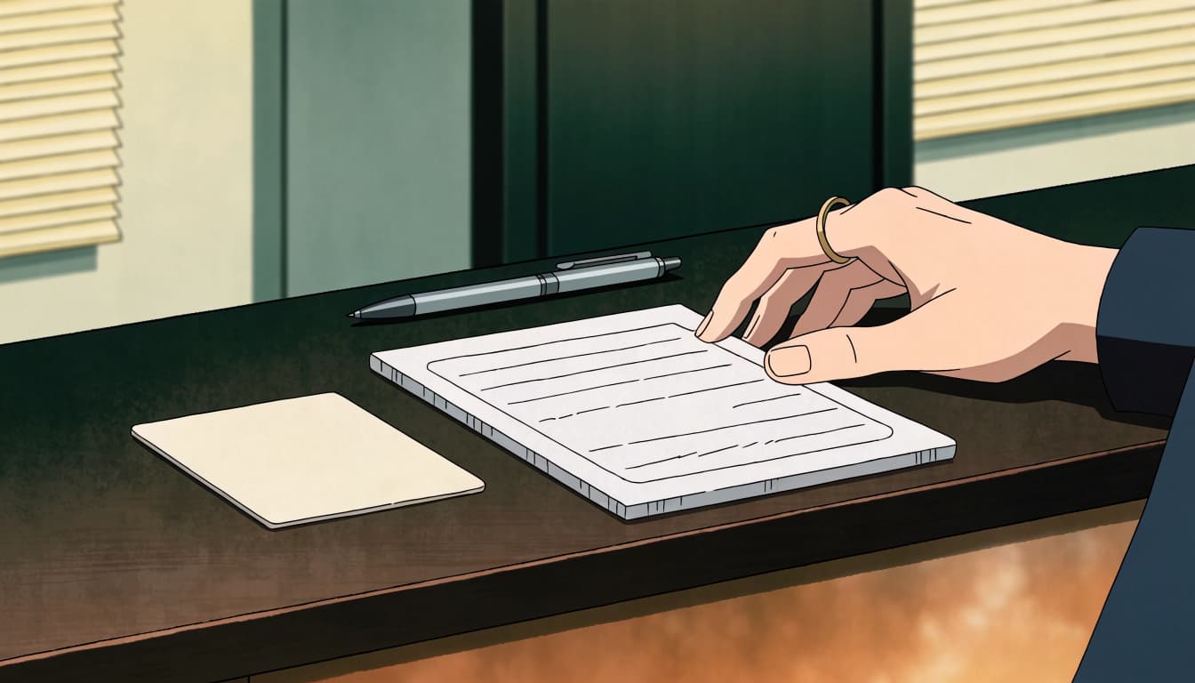 A hand rests beside a treatment estimate and appointment card on a clinic counter.