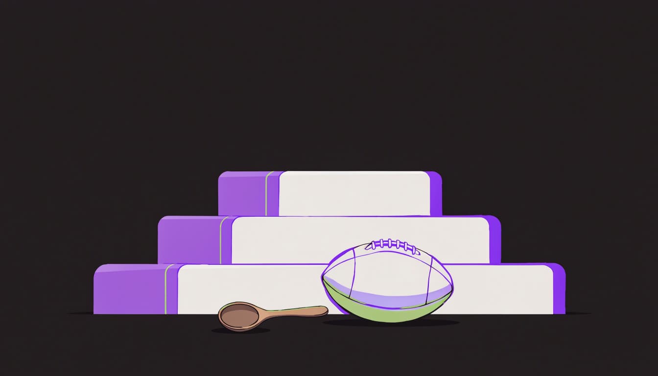 A tiny wooden spoon and deflated football sit on the lowest step of an empty podium.