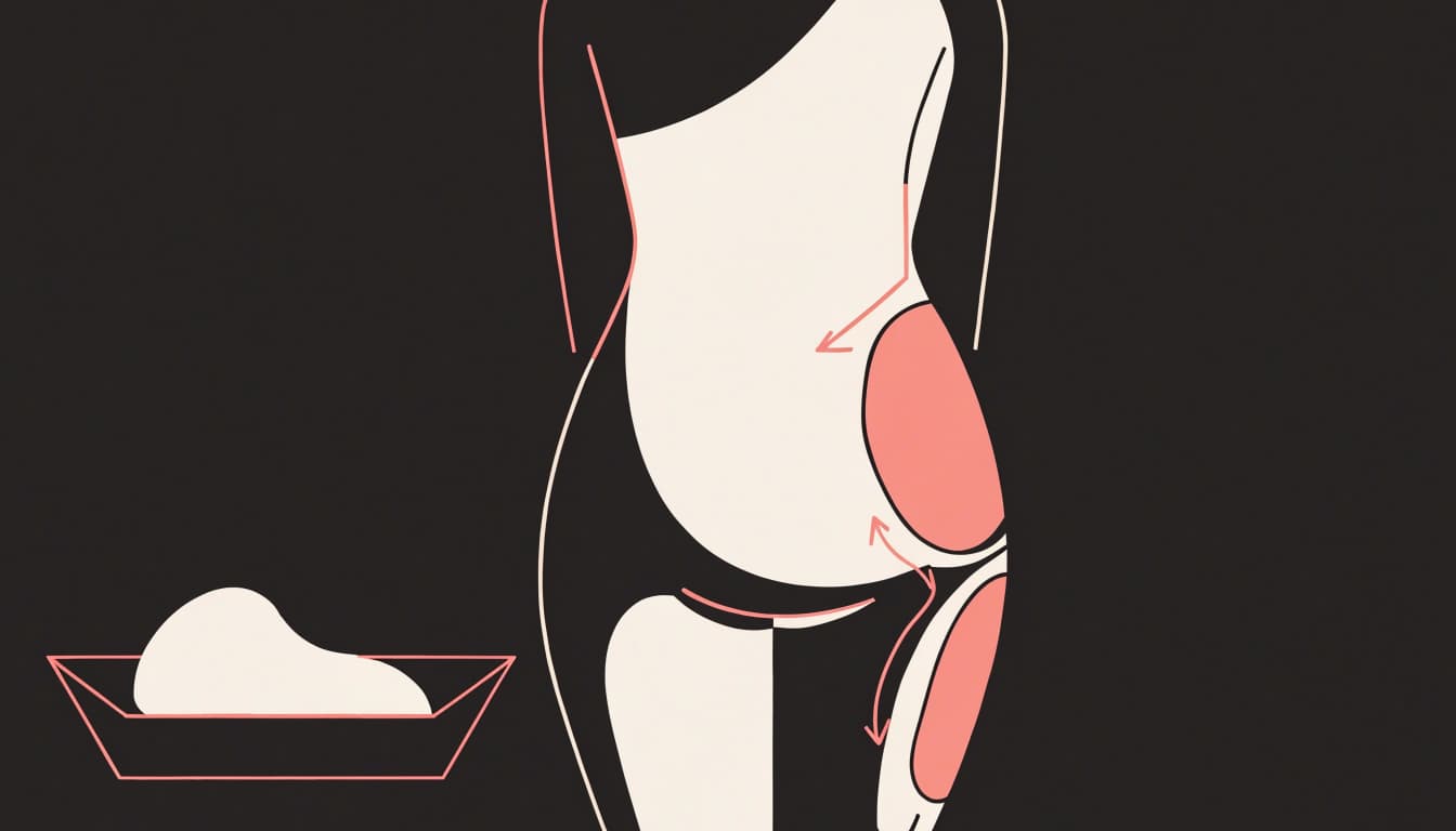 A body outline links a highlighted donor area to the side of the hip, beside a small tray.
