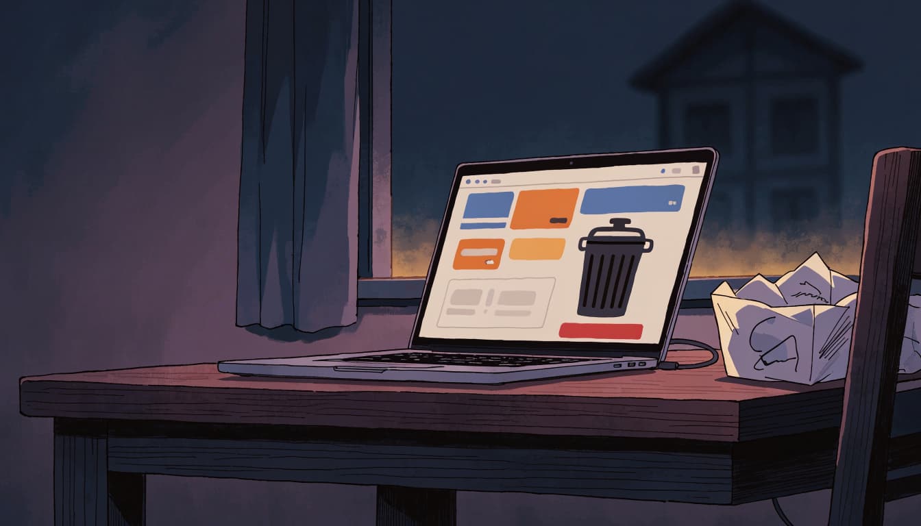 An open laptop with blurred payment icons sits beside a takeout container.