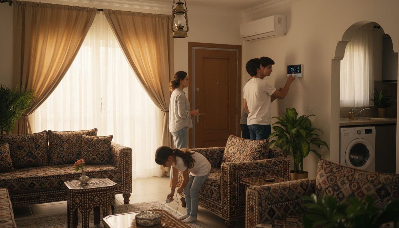 عائلة في بيت عربي تعدّل المكيّف وتطفئ الأضواء غير الضرورية