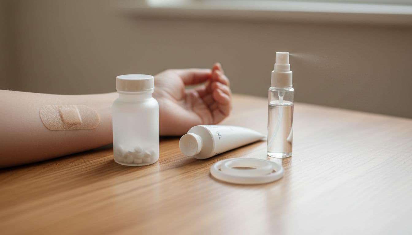 Different HRT delivery methods on a table