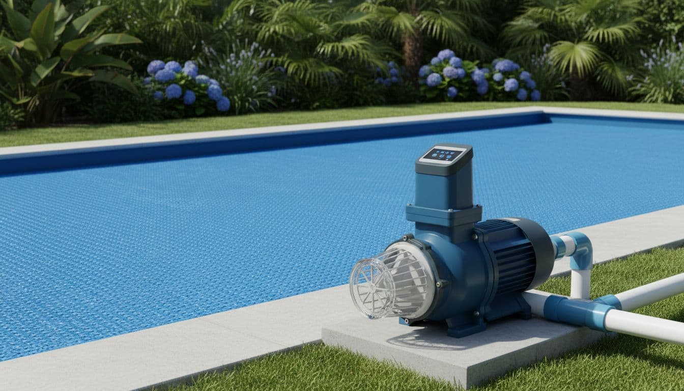 مضخة مسبح حديثة وغطاء عازل موفر للطاقة