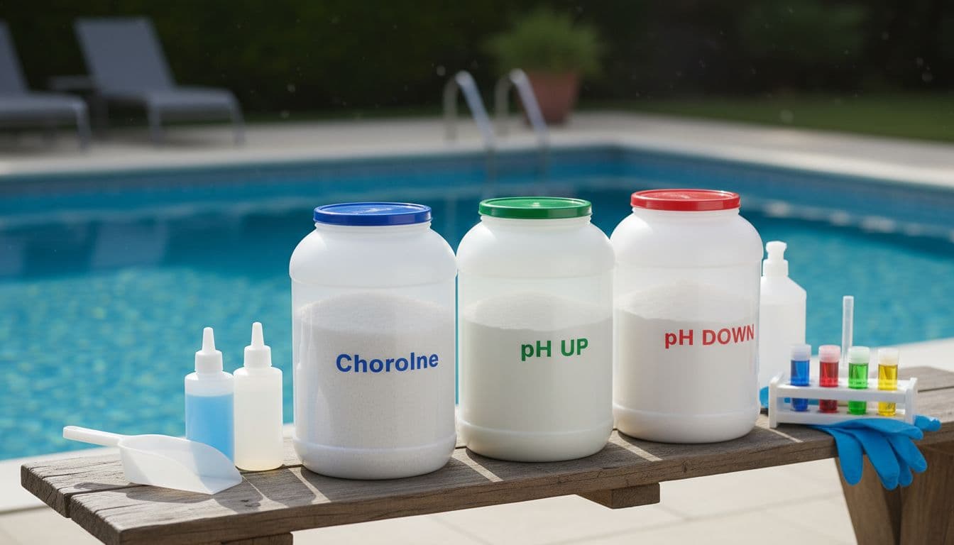 مواد كيميائية لتعديل الكلور ودرجة الحموضة في المسبح