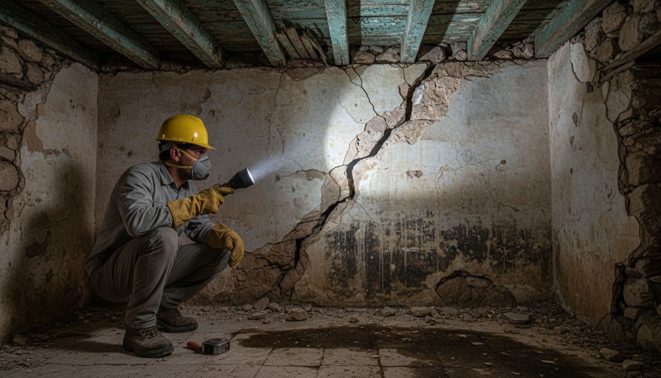 فحص السلامة داخل منزل قديم في سوريا