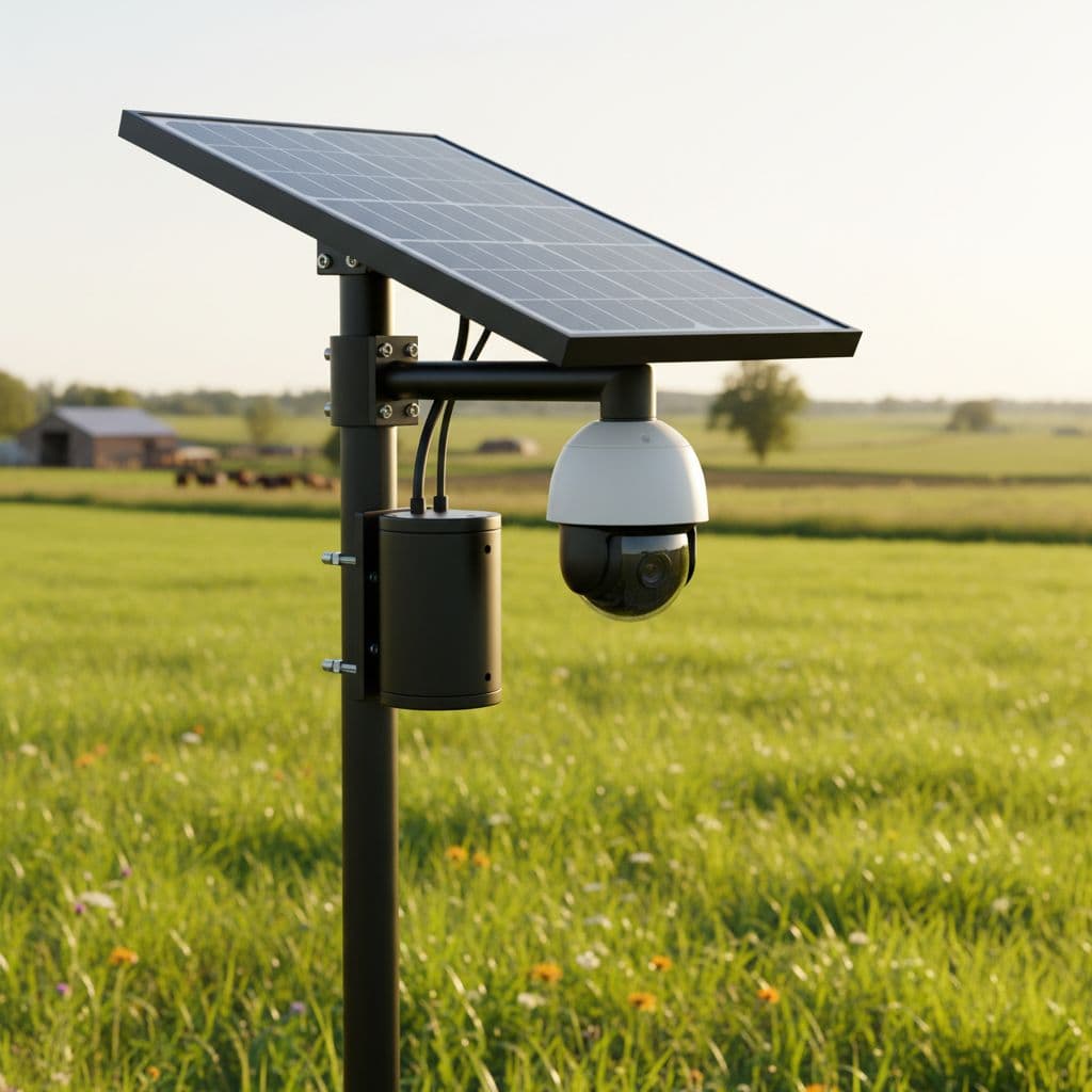 كاميرا مراقبة لاسلكية تعمل بالطاقة الشمسية في مزرعة