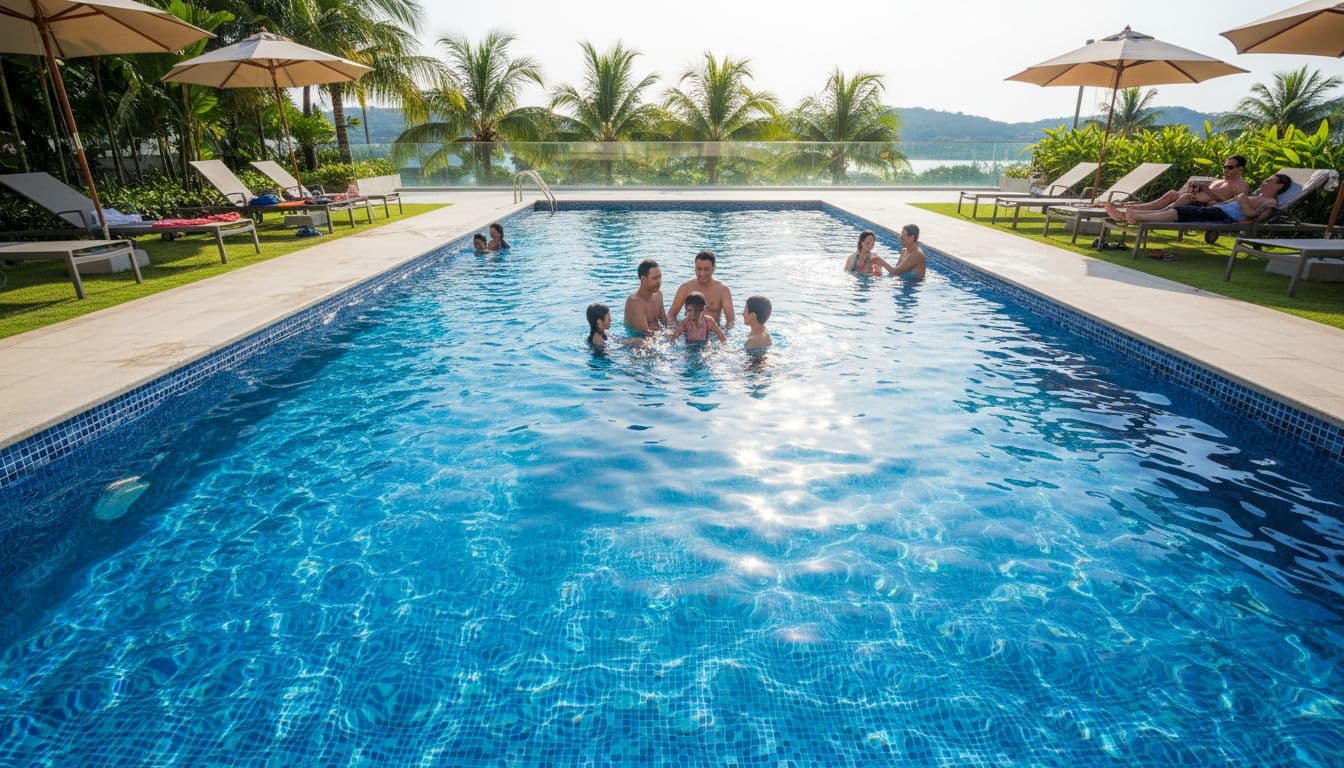 مسبح نظيف بمياه صافية وخالٍ من الطحالب