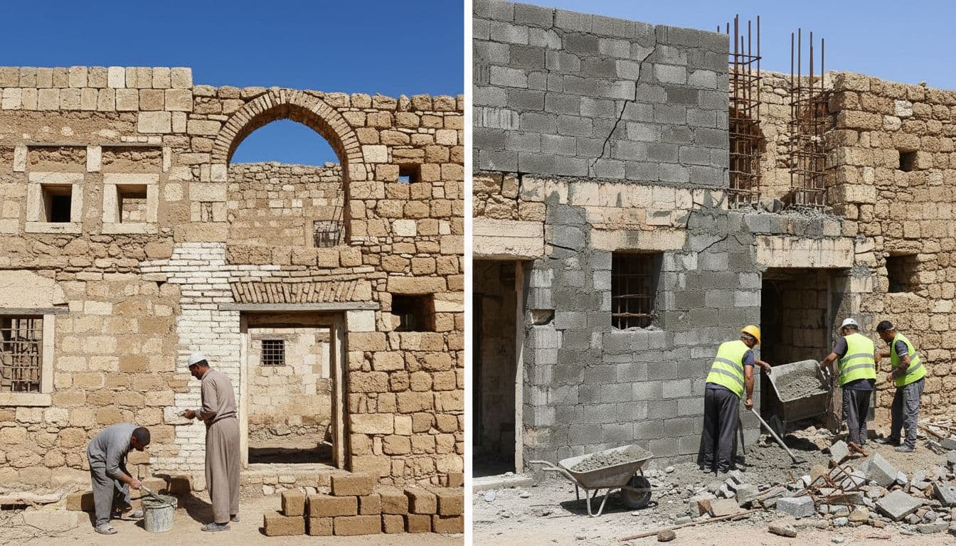 مقارنة بين ترميم صحيح وخاطئ لمنزل سوري قديم