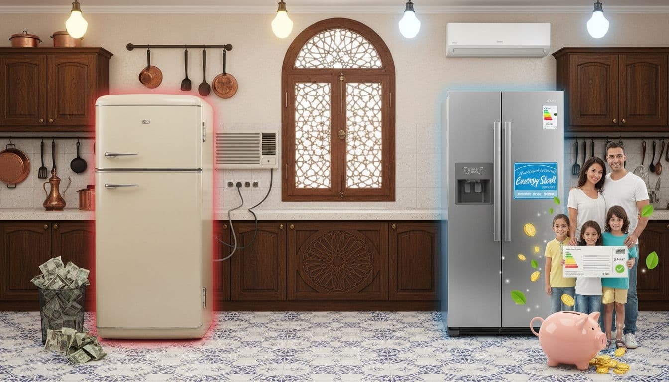 مقارنة بين أجهزة قديمة وأخرى موفرة للطاقة في مطبخ سوري