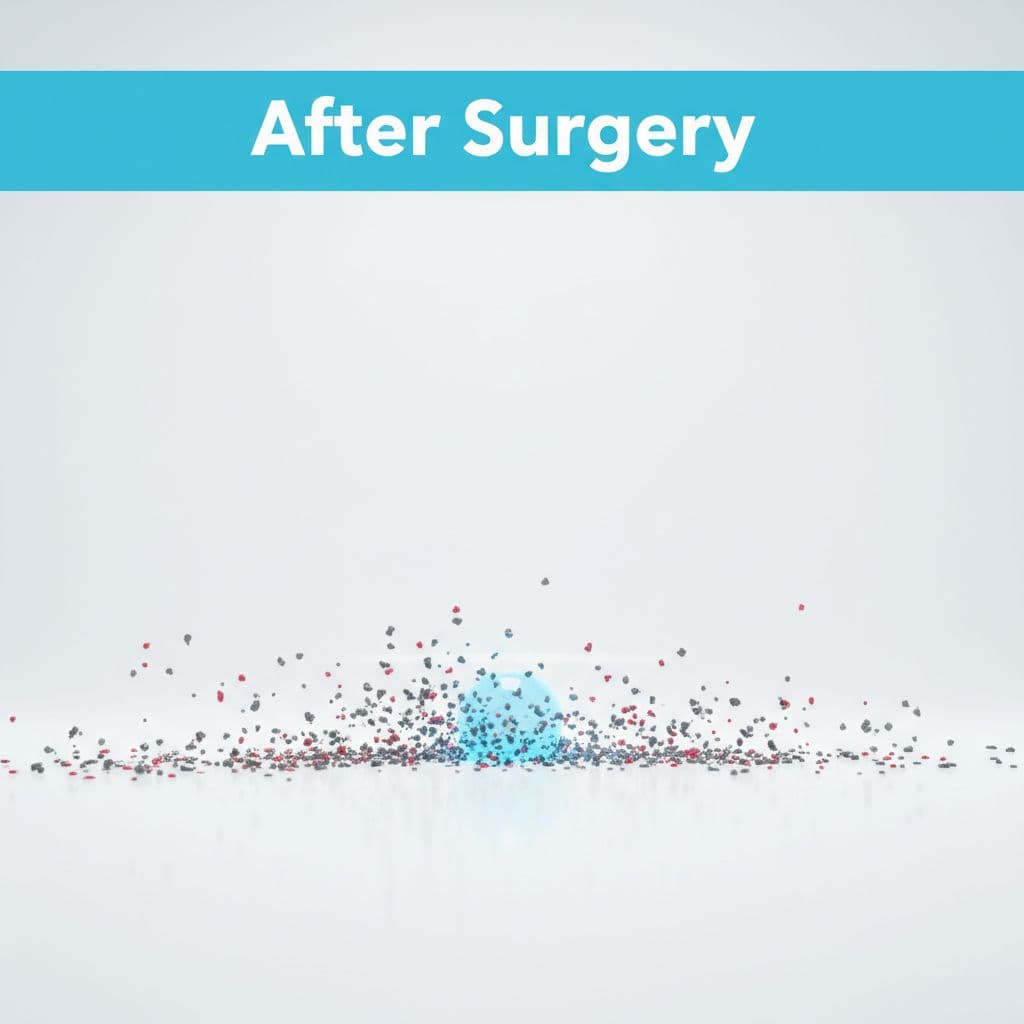 Adjuvant vs Neoadjuvant Therapy, Explained in Plain English 3 Small scattered elements are being cleared away against a clean minimalist backdrop with a bold blue header.