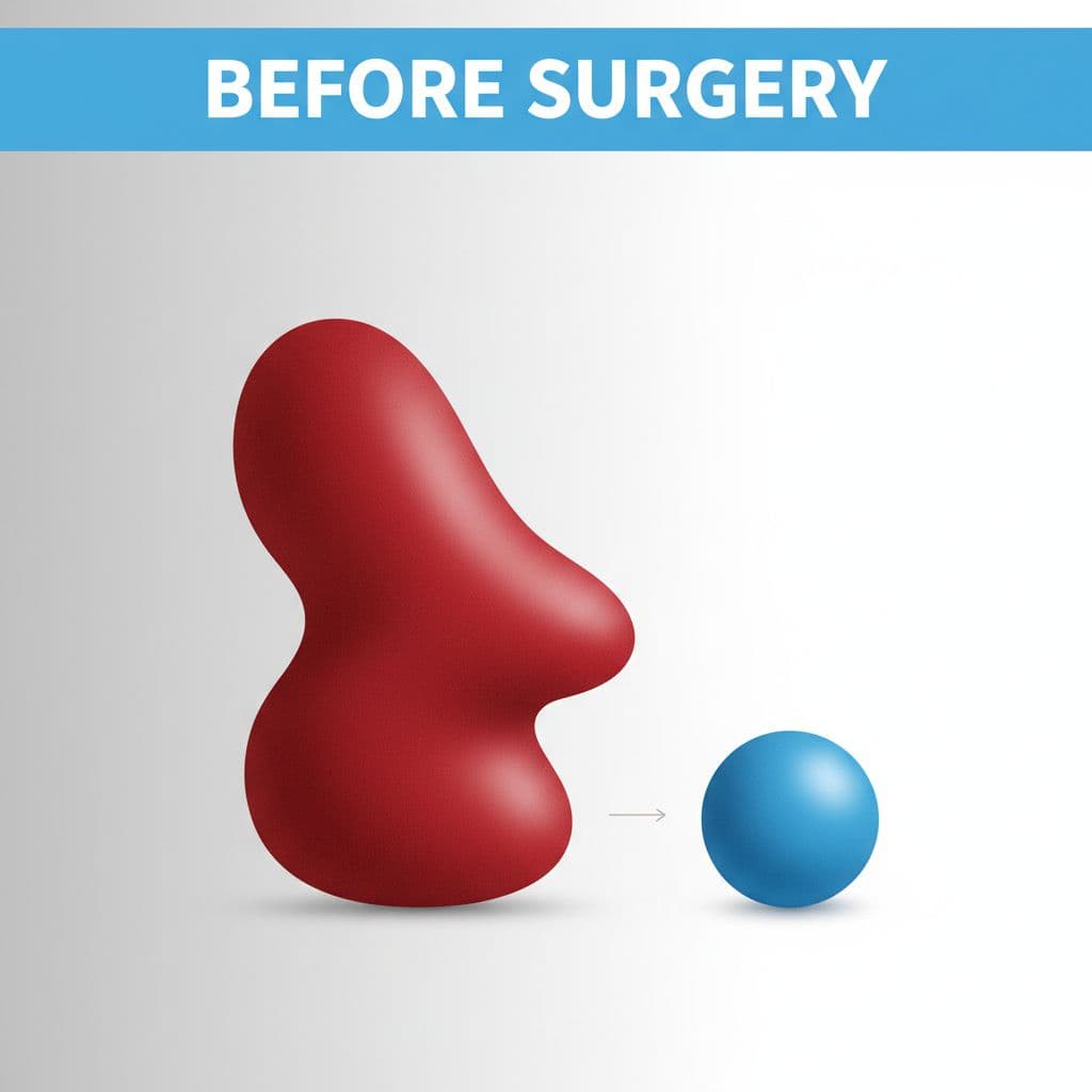 Adjuvant vs Neoadjuvant Therapy, Explained in Plain English 2 A minimalist graphic shows a large form shrinking into a smaller size with a bold blue header.