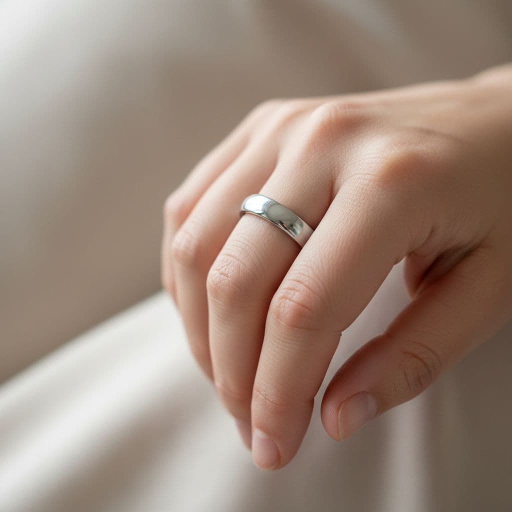 A close-up view of the Oura Ring Gen 3 worn on a finger against a neutral background.