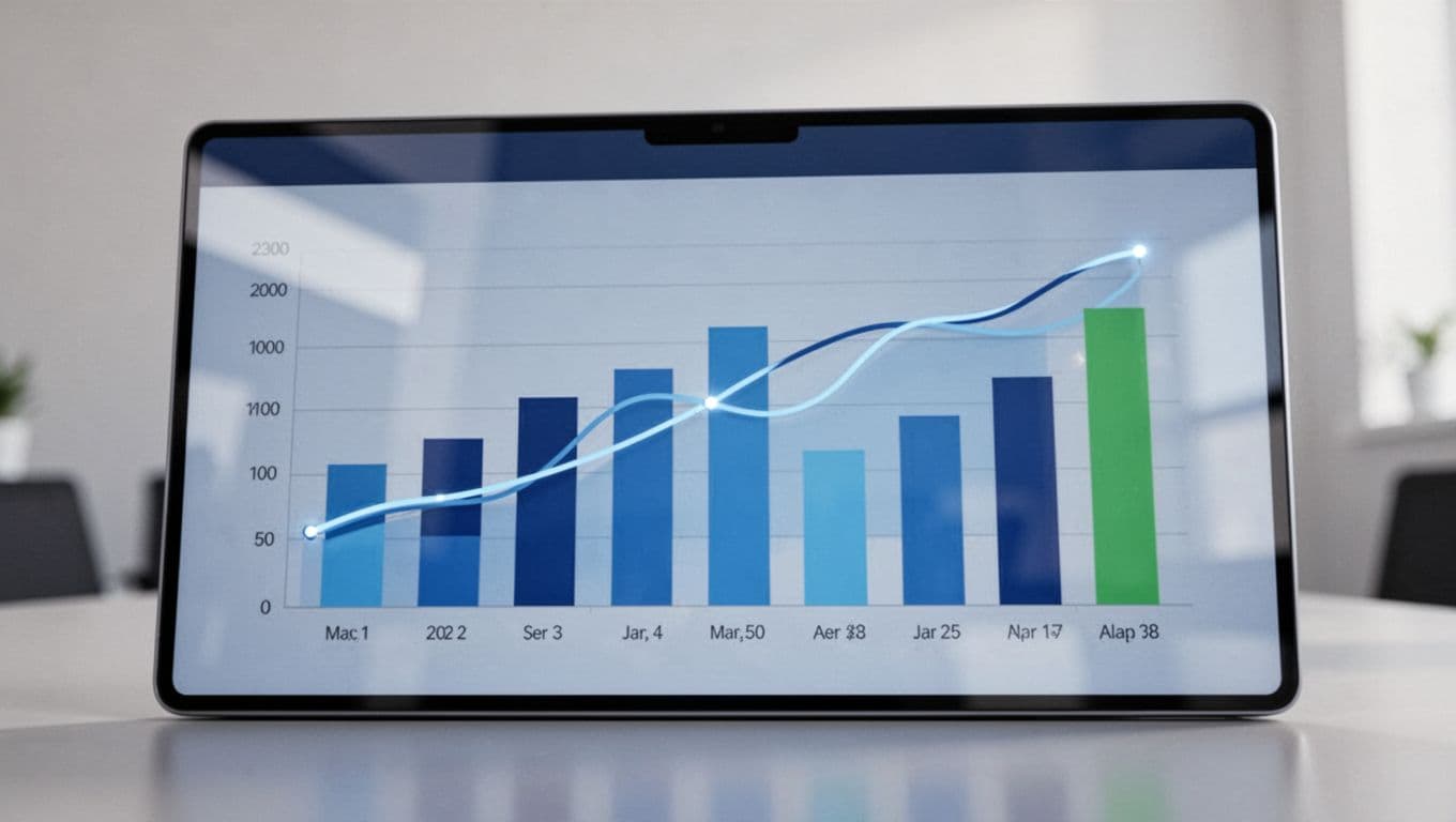 Bar and line graph shows monthly cost trends by services like EC2 and S3 with forecast line in blue-green colors.