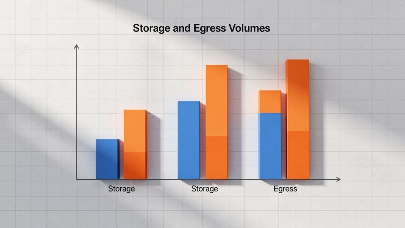Bar chart with three pairs of bars on grid background: short blue R2 bars beside tall orange stacked S3 bars.
