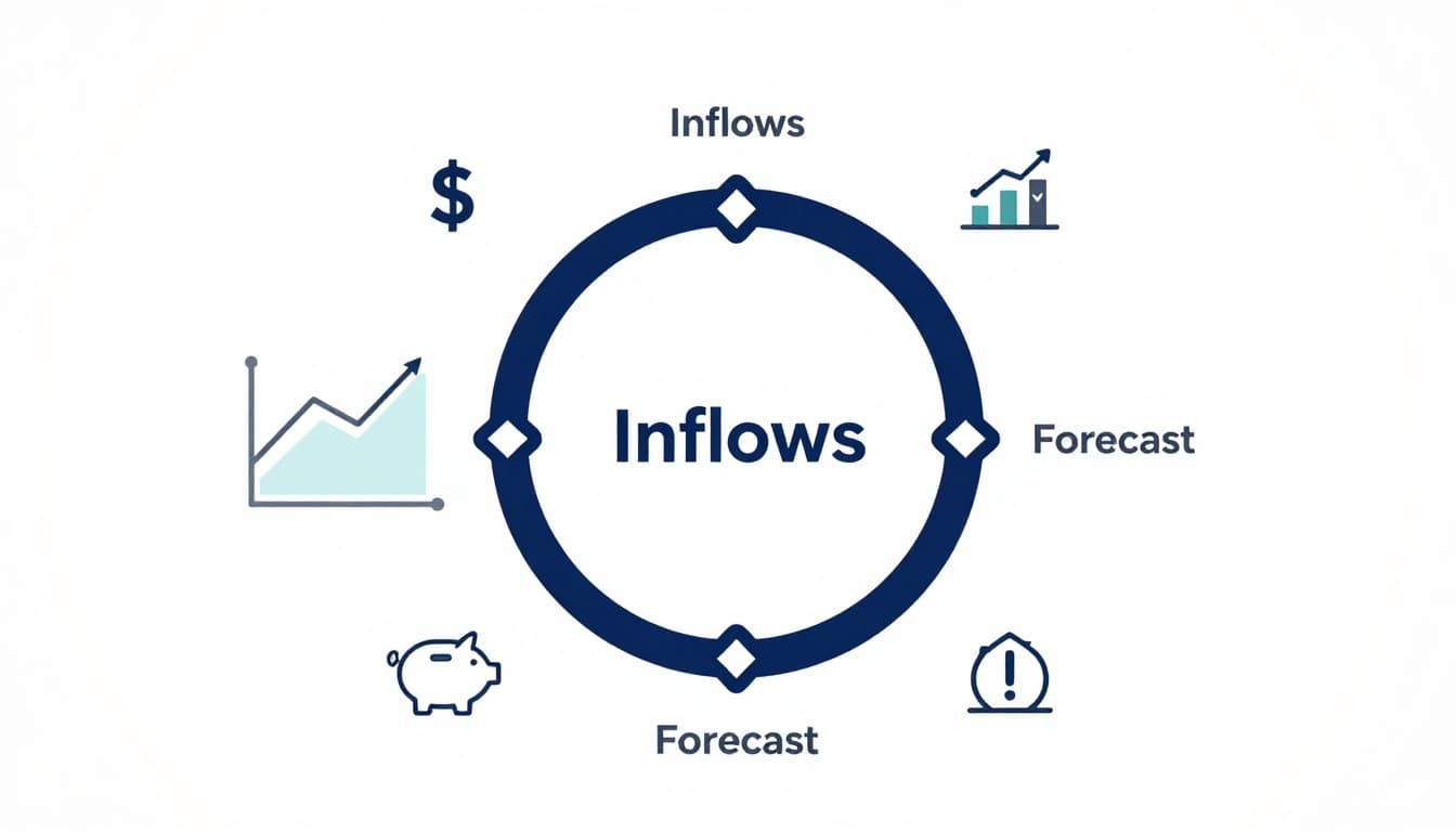 How to Manage Rapid Business Growth 3 Cash flow infographic with inflows, outflows, and forecasting