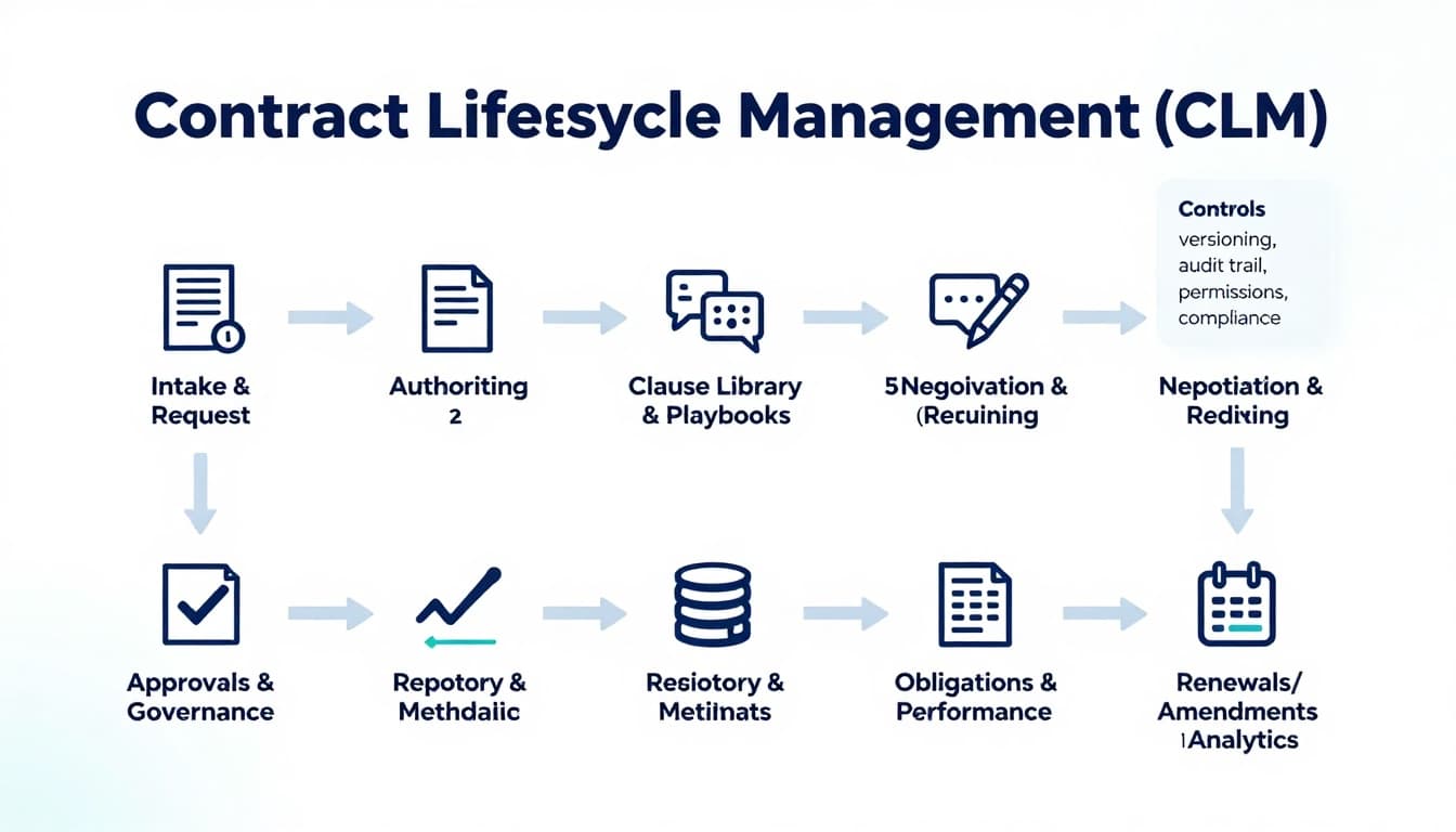 Contract lifecycle management process infographic diagram