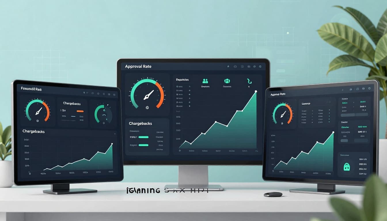 Payments ops dashboard with approval rate, fraud rate, chargebacks, and step-up rate