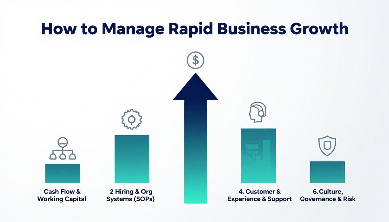 How to Manage Rapid Business Growth 2 Descriptive infographic showing the core pillars of managing rapid growth