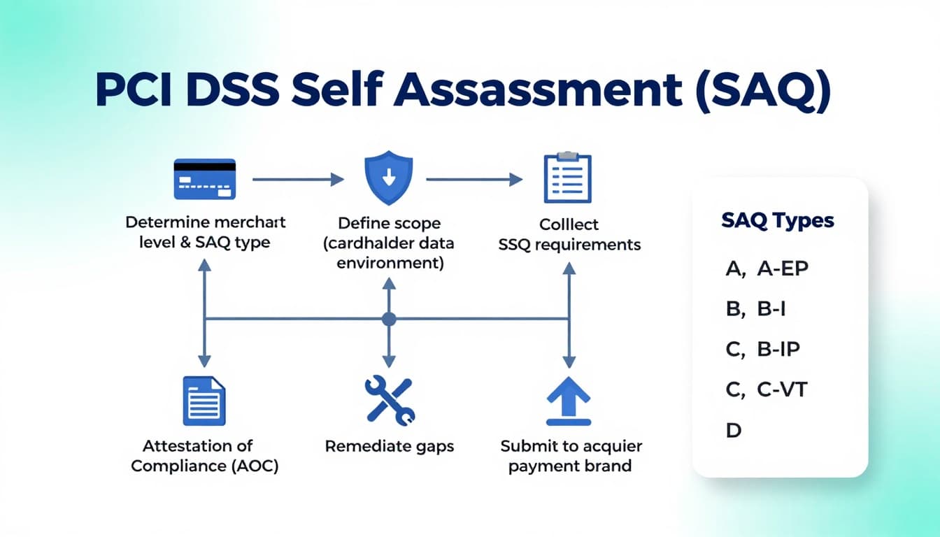 PCI DSS Self Assessment 2 PCI DSS SAQ self-assessment flowchart infographic