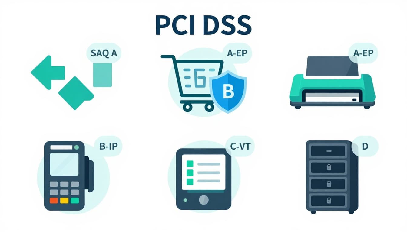 PCI DSS Self Assessment 3 PCI DSS SAQ types icons grid