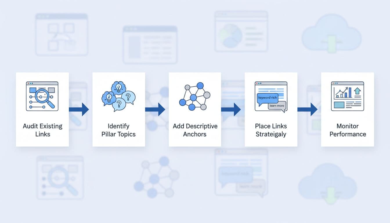Process workflow for implementing internal linking on a SaaS blog