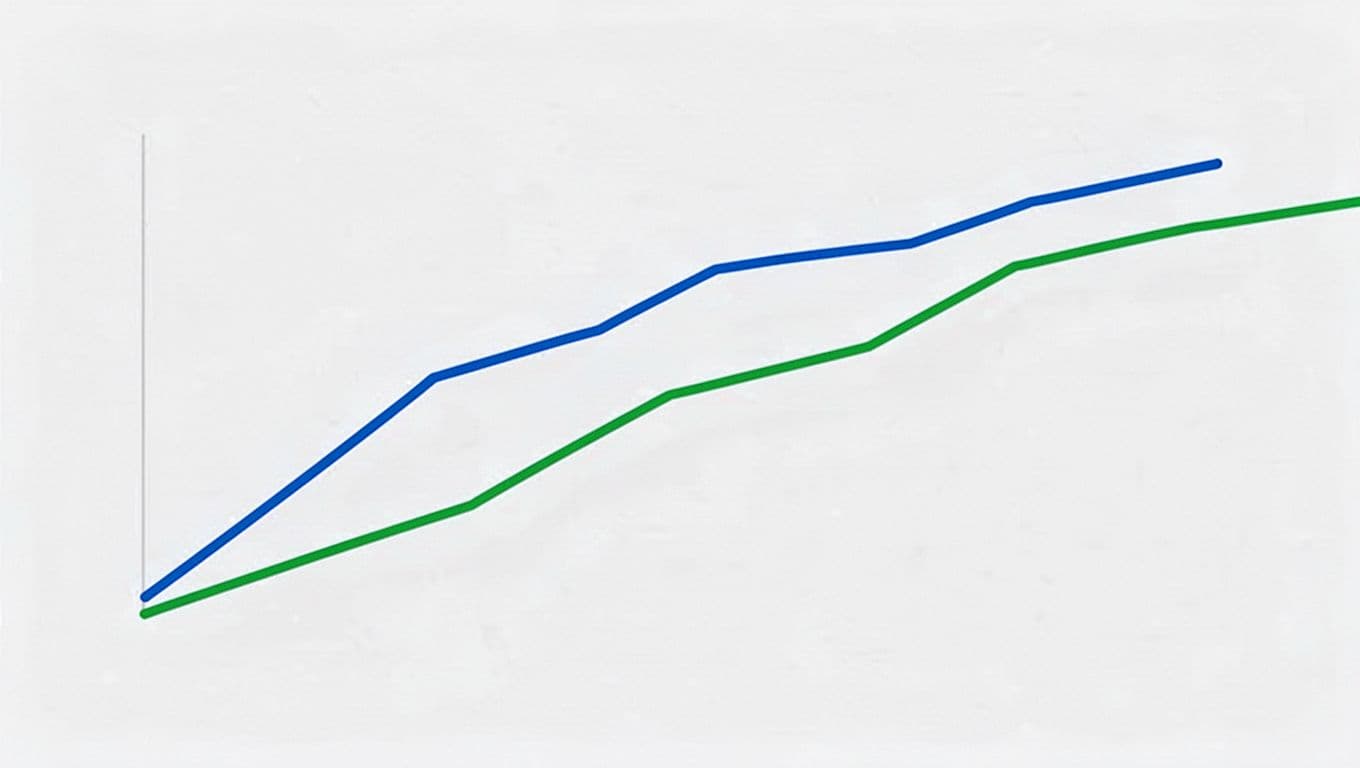 Infographic-style line graphs comparing Amazon product prices over time: manual pricing in blue with drops, automated repricing in green staying steady and higher, on clean white background.