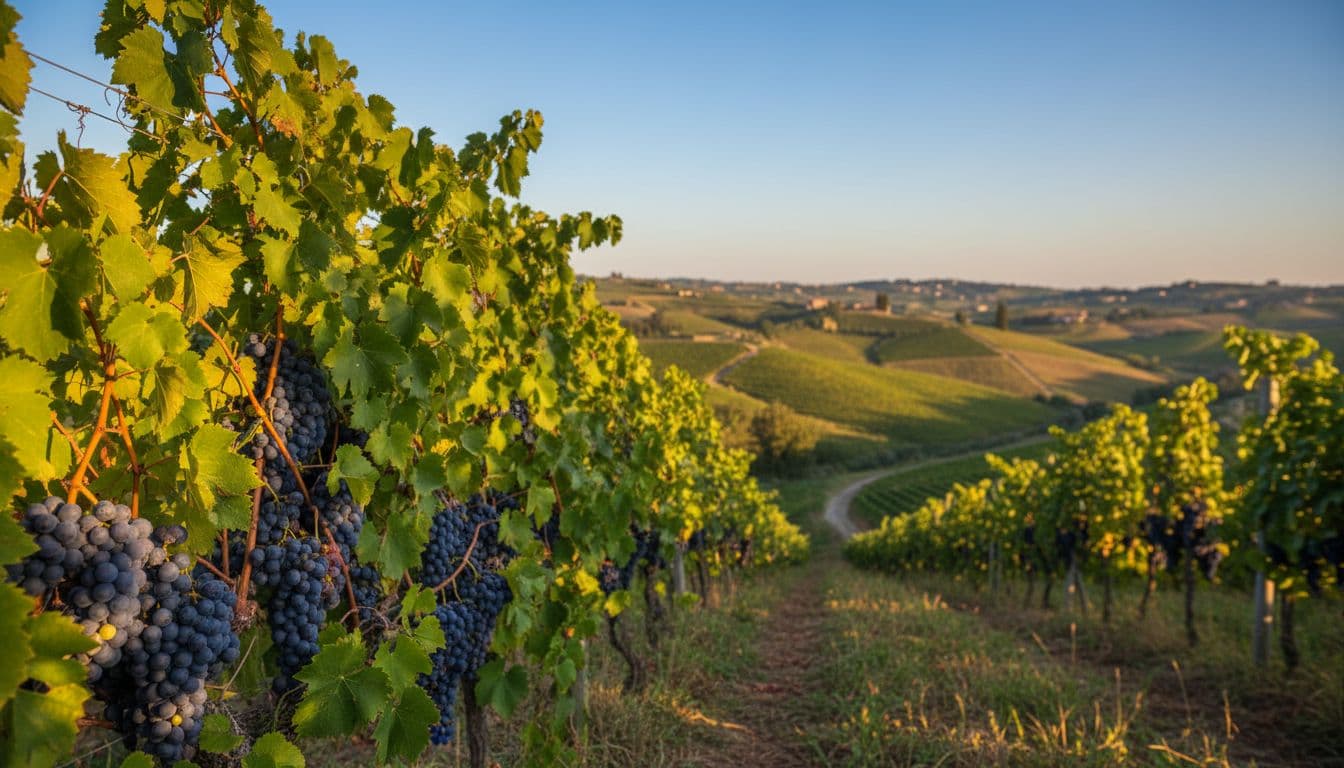Vigneti di Montepulciano in Abruzzo al tramonto