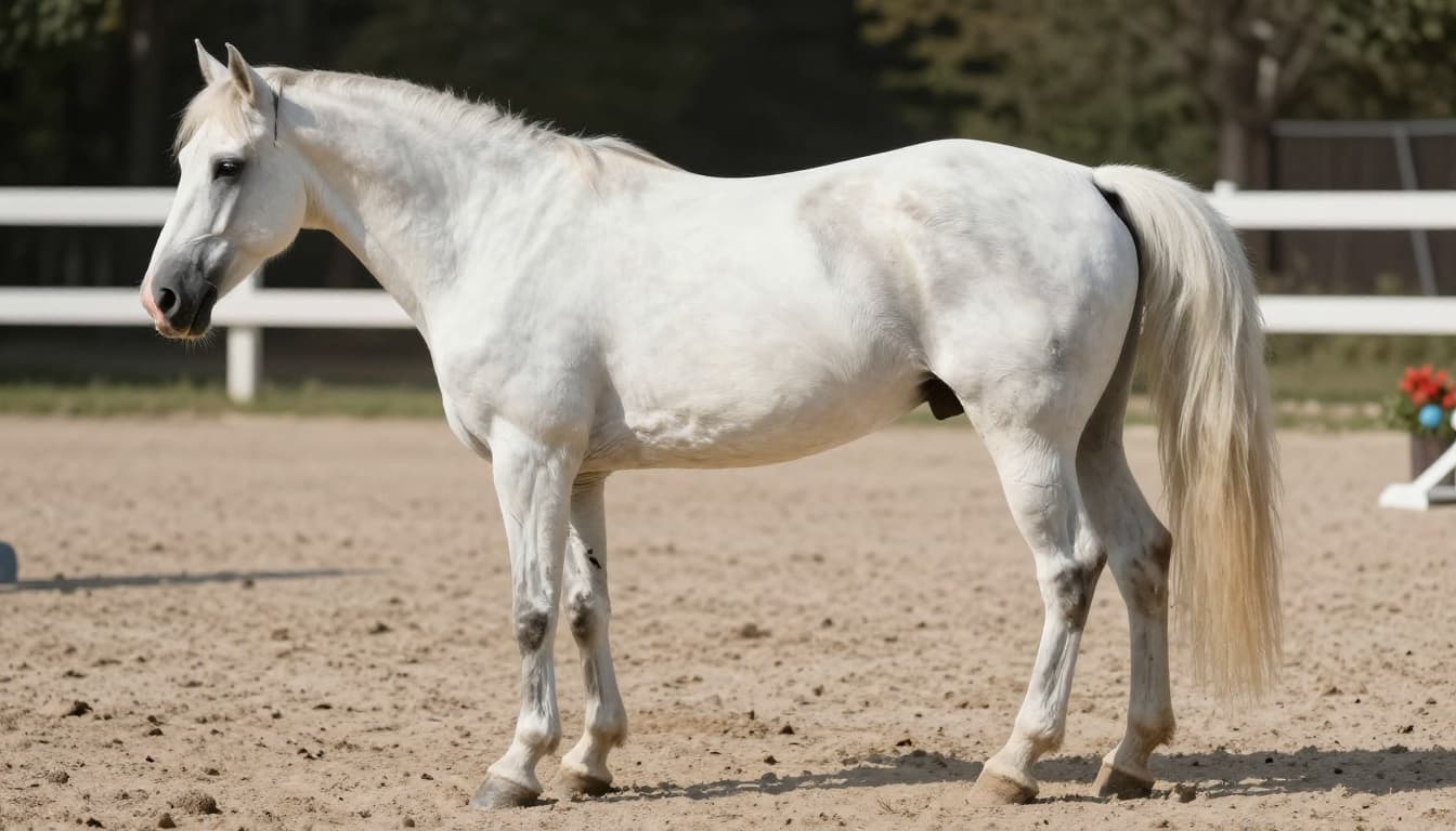 Illustrazione realistica ravvicinata di un Cavallo Sella Italiano baio, vista laterale, con attenzione a spalla, garrese, schiena e posteriori.