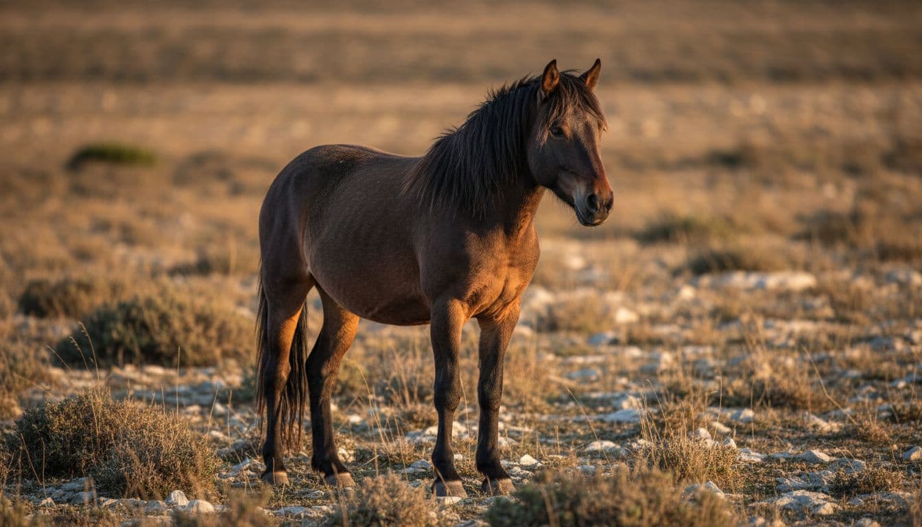 Cavallo della Giara al tramonto sull’altopiano