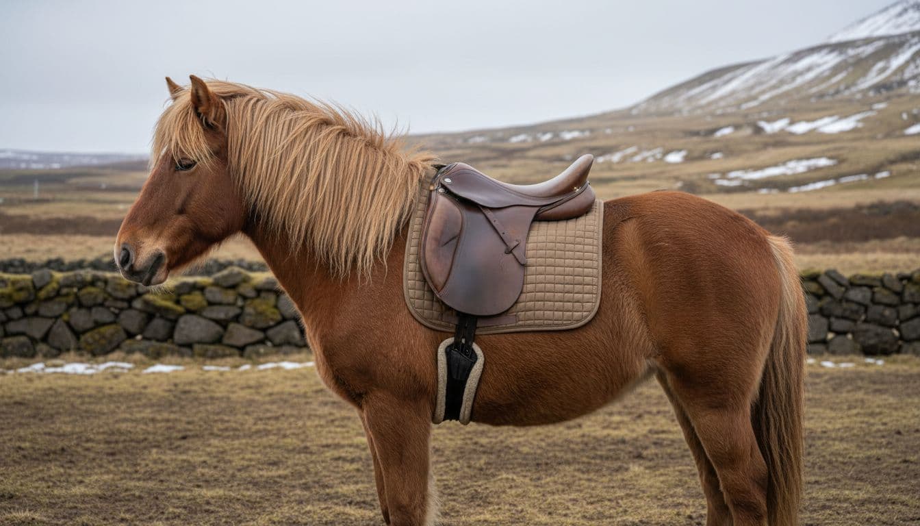 Cavallo islandese con sella da trekking ben posizionata